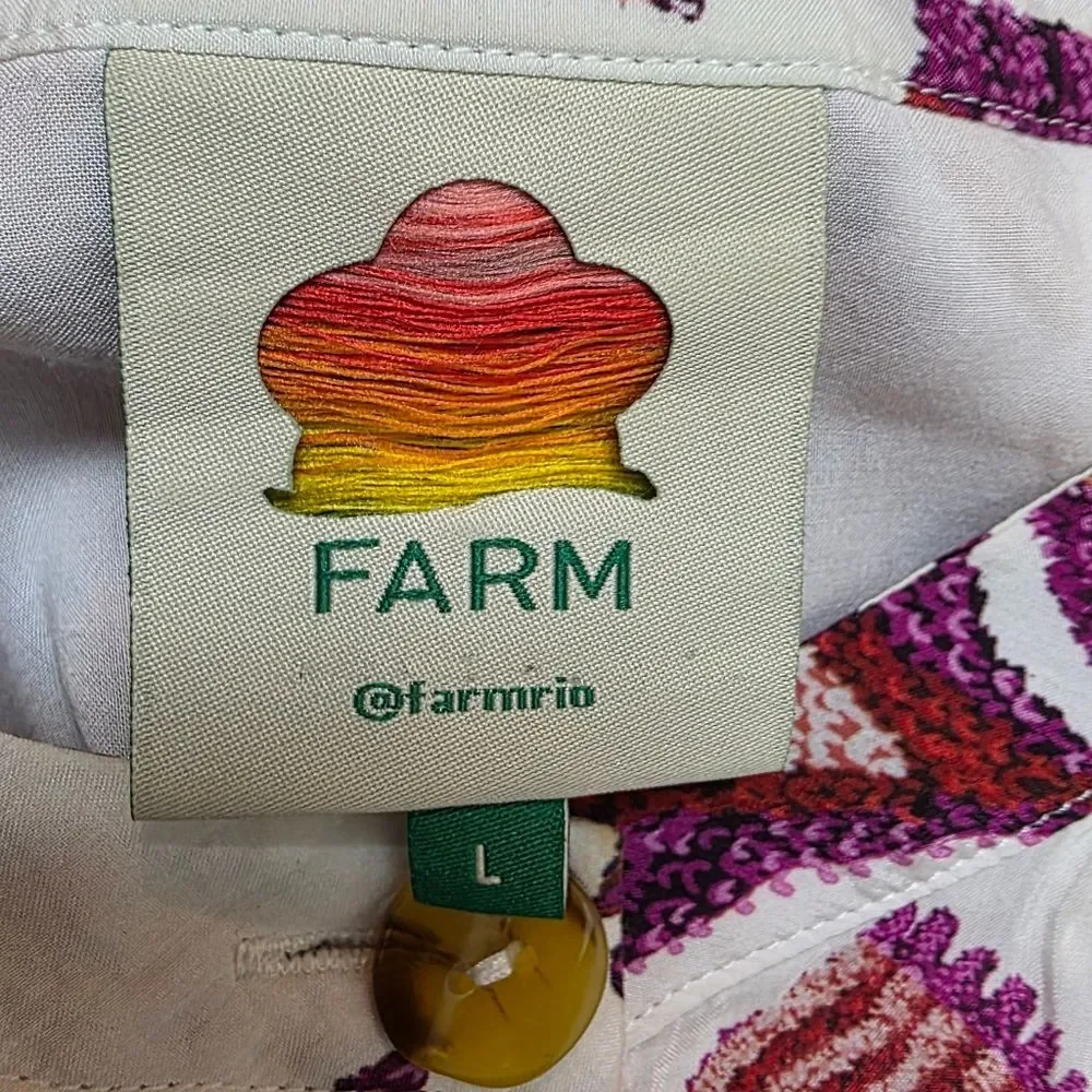 Farm Rio Sunset Tapestry Long Sleeve Shirt Dress Size L - Picture 11 of 13